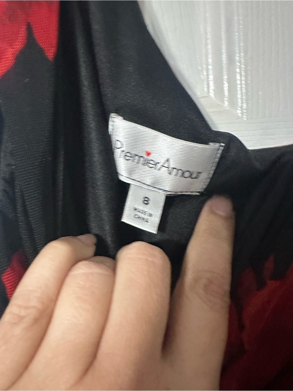 NWT Premier Amour One-Shoulder Ruched Black Dress with Red Floral Print - Picture 11 of 13